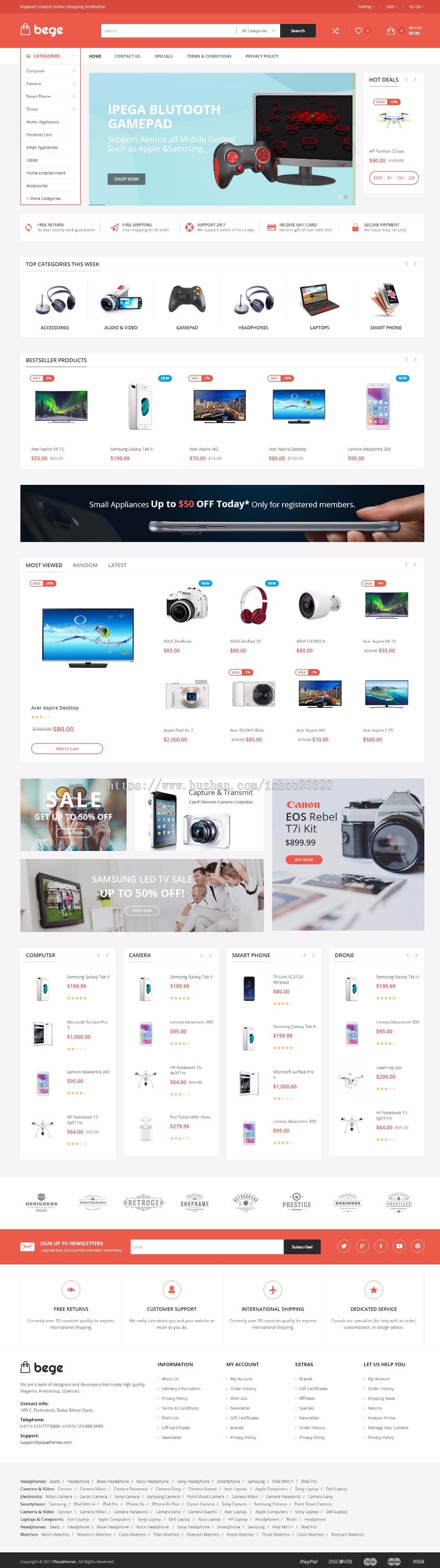 OpenCart外贸商城模板网店搭建PHP源码多语言切换响应式源码