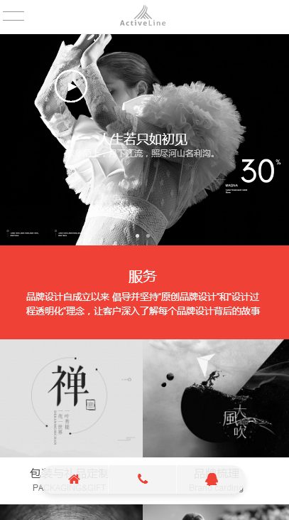 PHP黑色全屏广告艺术设计品牌包装类整站源码