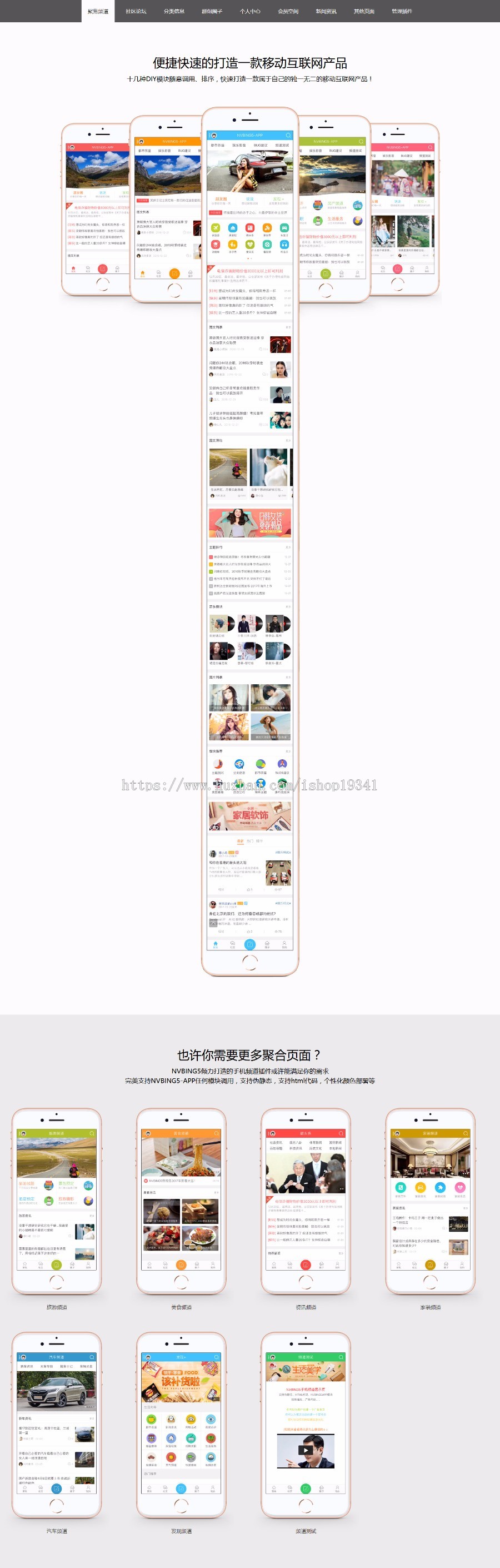 DISCUZ论坛NVBING5APP手机版S2.6地方生活信息门户模板送4大插件 