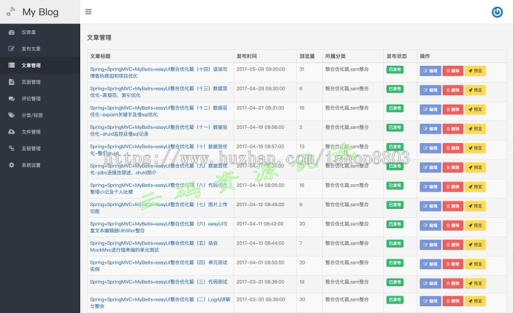 Java实现的在线个人博客系统带后台管理源码web基于Springboot 