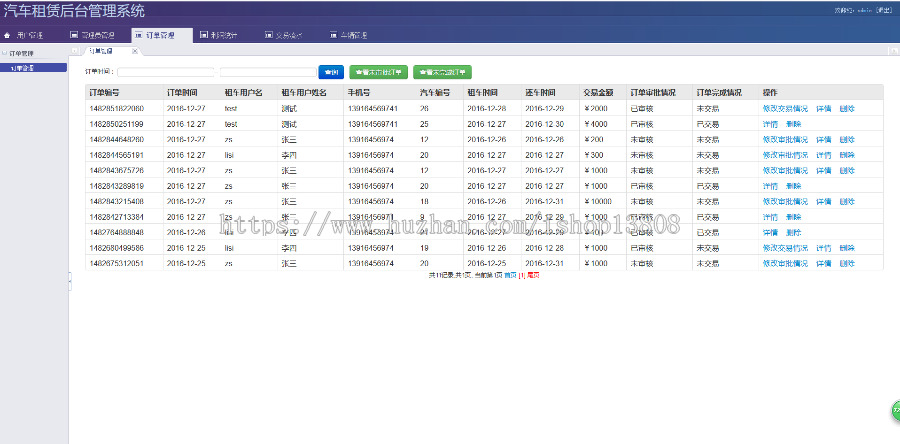 Java 汽车租赁管理系统源码+数据库+ 视频