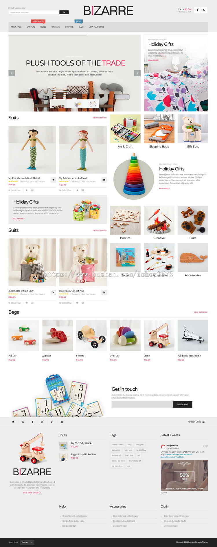 Magento 1.9自适应模板 Bizarre饰品玩具母婴多用途主题网站源码