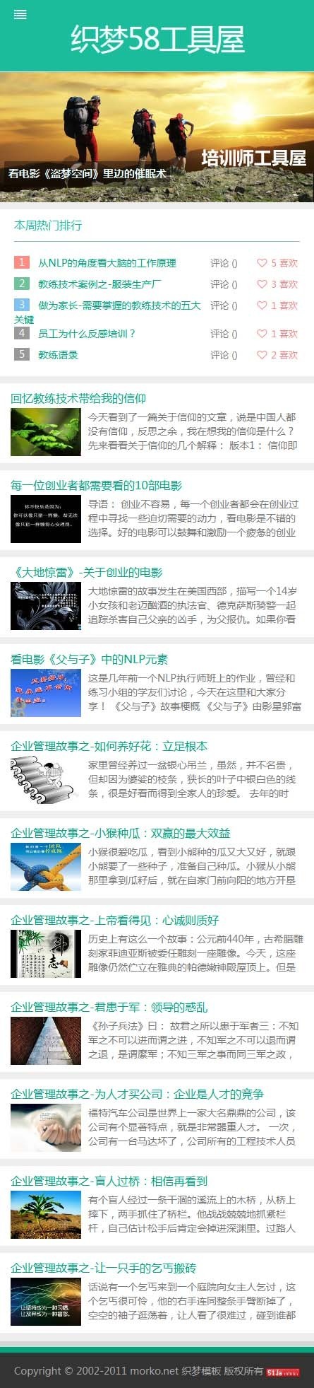 HTML5绿色响应式博客文章类织梦cms整站源码 PC+WAP DEDECms 5.7