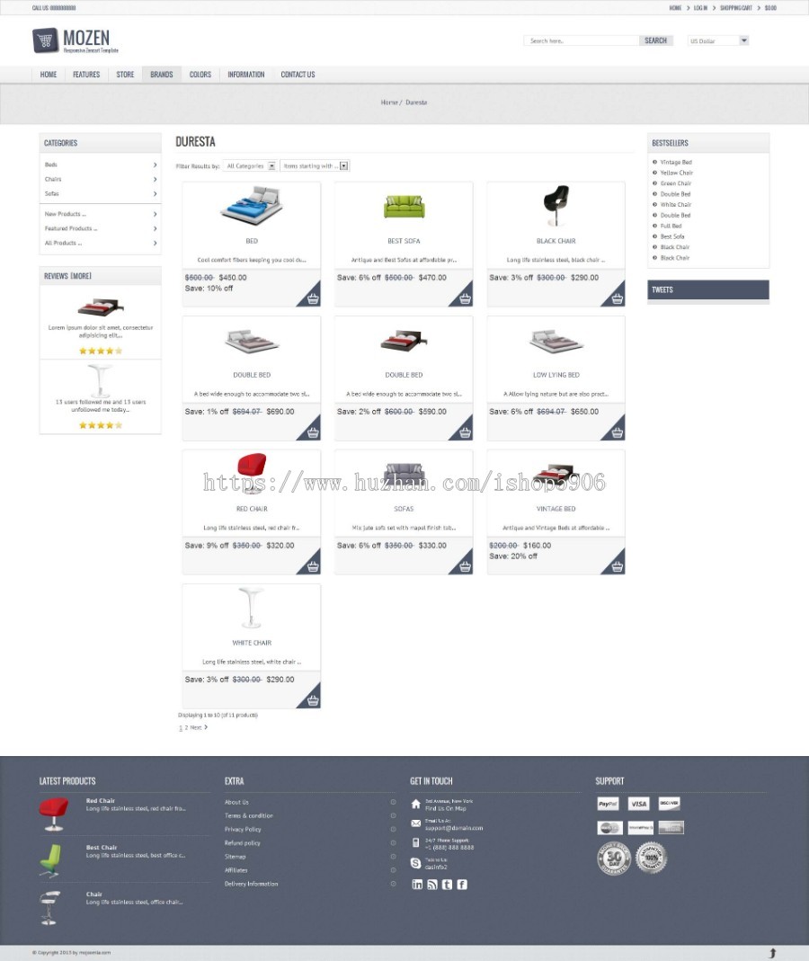 Mozen Zencart模板 兼容Zencart v1.5.1 外贸时尚的购物主题 