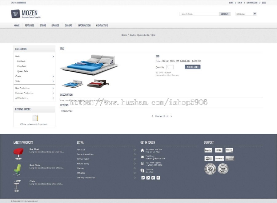 Mozen Zencart模板 兼容Zencart v1.5.1 外贸时尚的购物主题 