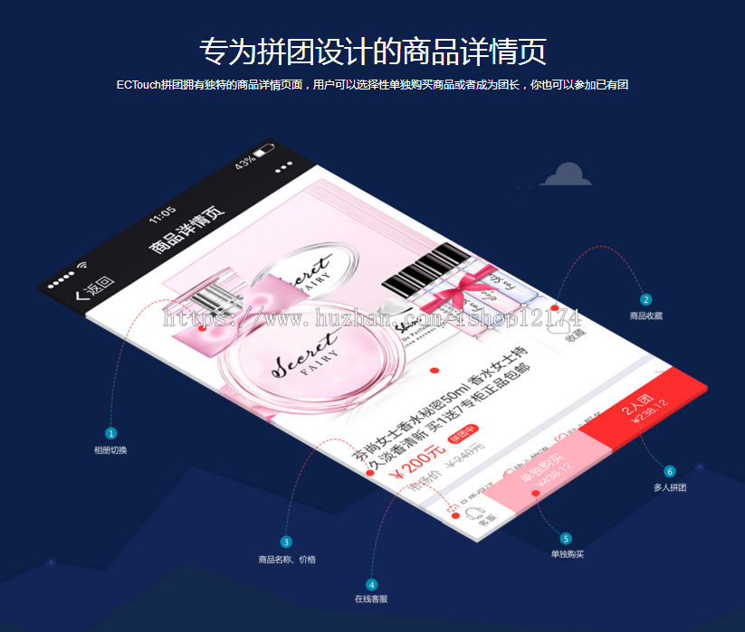 Ect ouch微信拼团源码 微分销 手机微商城源码 爱订不订拼团代码 
