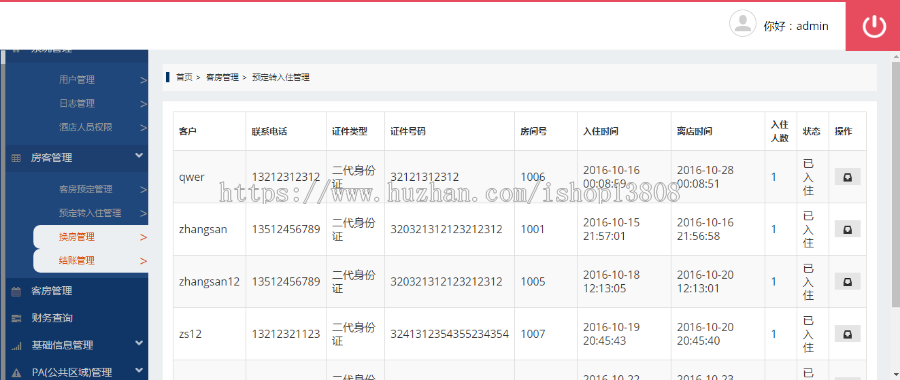 Java ssh框架 酒店管理系统前台+后台两套源码+数据库+需求文档