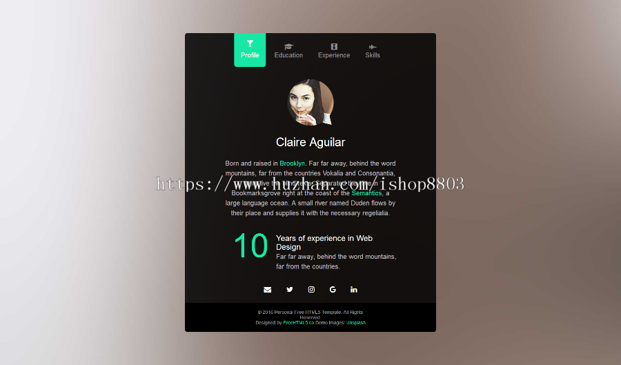 个人简历网页模板HTML5自适应手机大学生单页模板素材