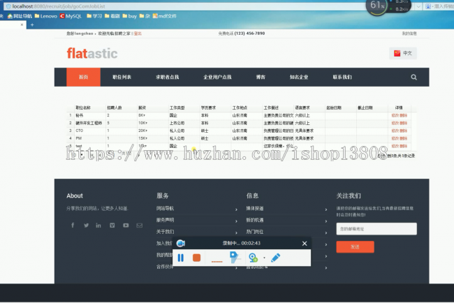 SpringMVC+Mybatis+easyUI+shiro框架整合开发网上求职招聘毕业设计系统(带mysql数据