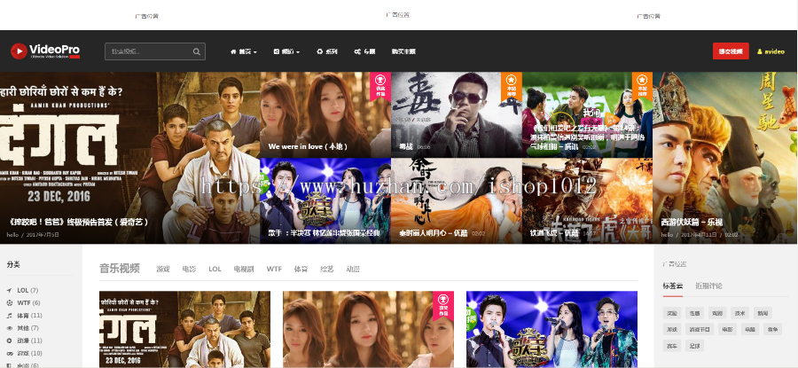 大气wordpress模板视频主题 VideoPro主题中文汉化版