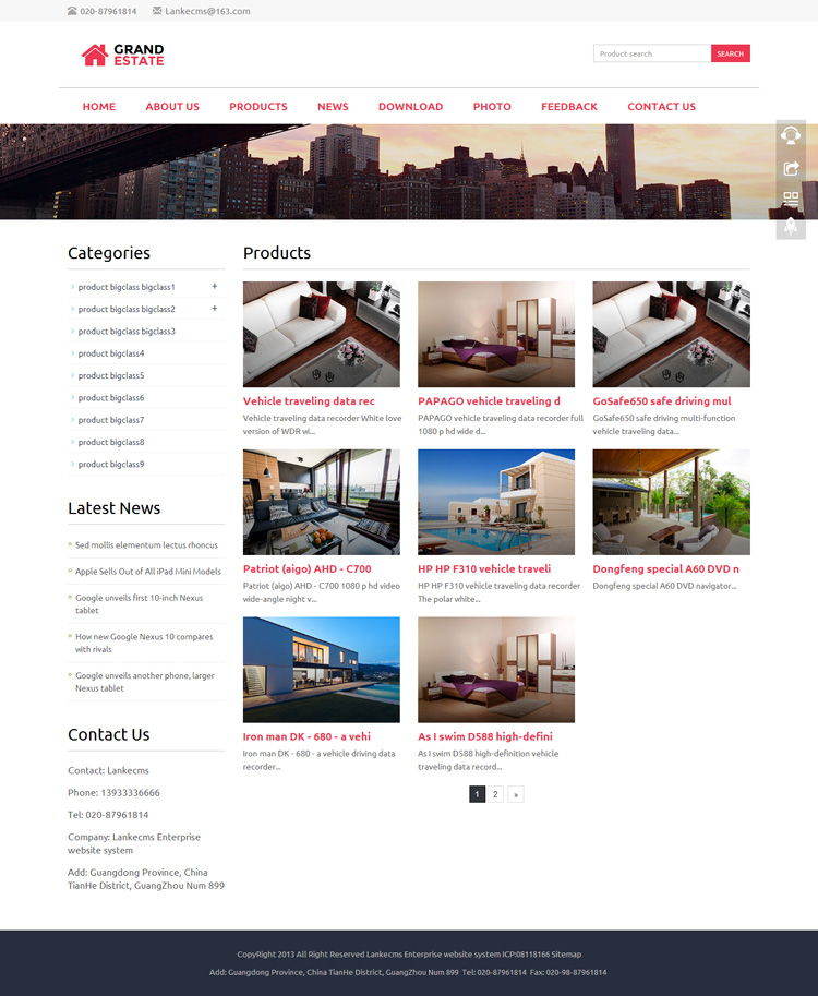 外贸网站源码 响应式英文模板html5手机自适应带后台简洁家具红色