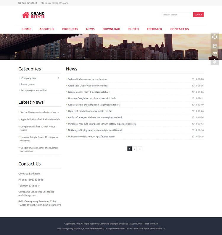 外贸网站源码 响应式英文模板html5手机自适应带后台简洁家具红色
