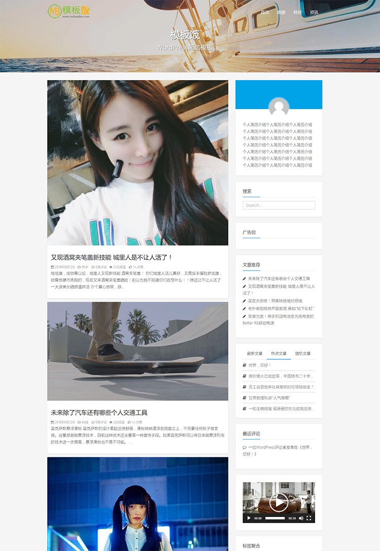 极简主义 wordpress 网站响应式博客主题模板 