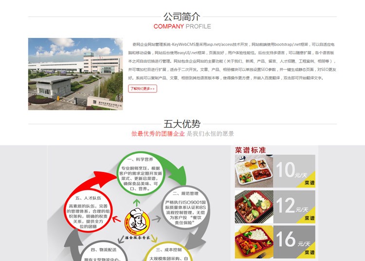 橙色响应式 html5企业网站源码asp.net餐饮膳食手机自适应带后台
