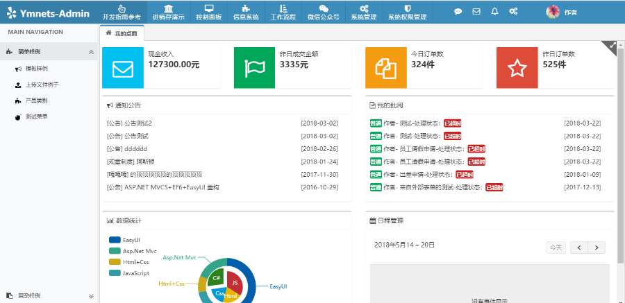 ASP.NET+MVC5+EF6+EasyUI+通用权限管理系统框架源码带工作流