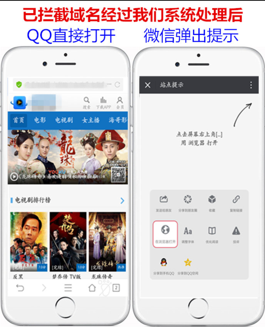 微信域名防封 微信访问提示浏览器打开 非微信访问直接打开预防域名被封域名被封包换服务