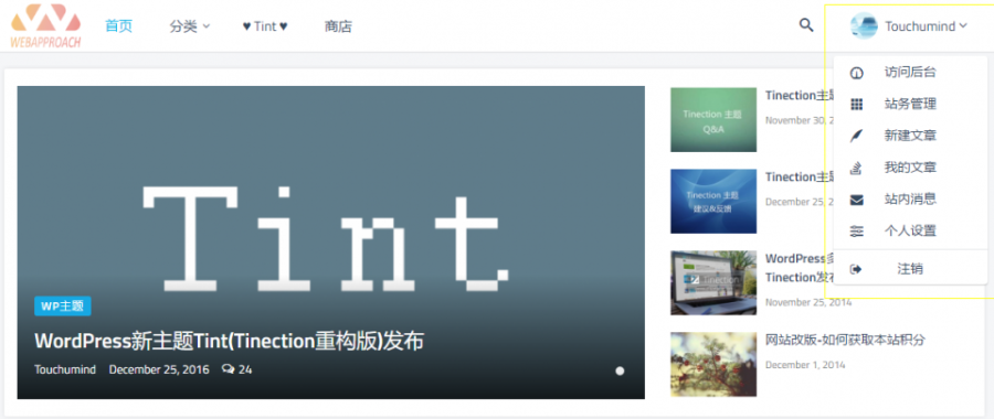 WordPress主题:Tint主题2.5.0-Pro免授权下载Tinection重构版 