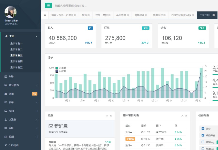 【好看的后台模板】后台CMS管理系统前端模板