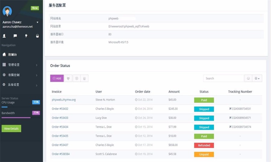 Thinkphp5响应式后台权限分配系统源码