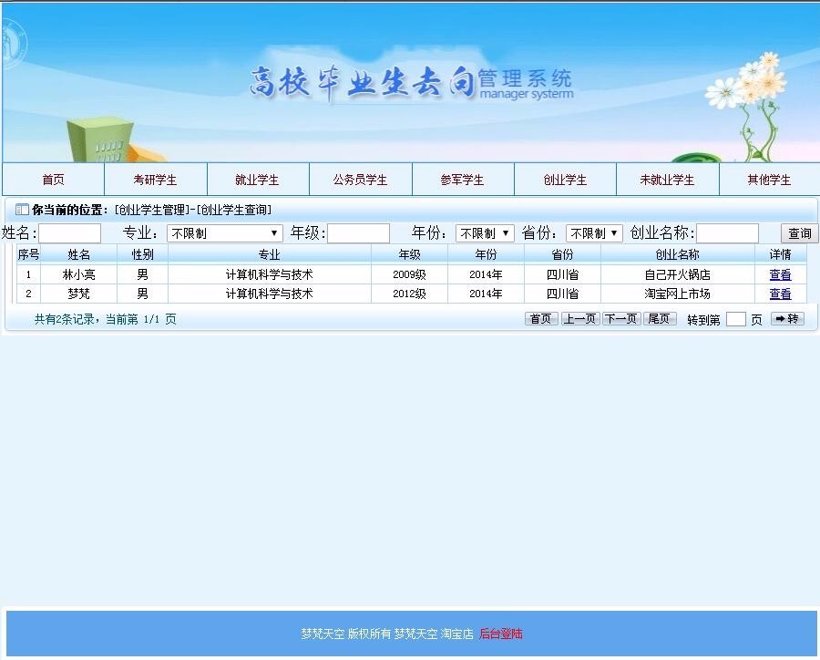 毕业生就业去向信息管理系统源码 毕业课程设计SSH2框架mysql java