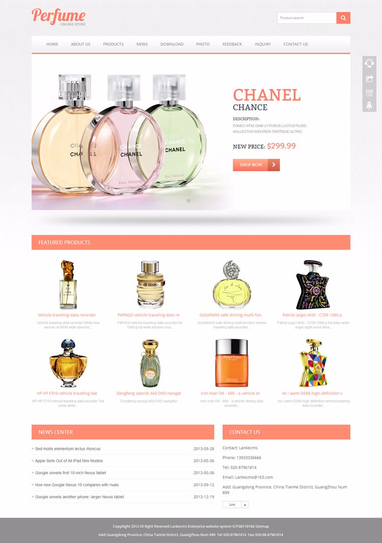 thinkphp香水公司英文网站源码 html5响应式自适应外贸模板 PHP伪静态后台