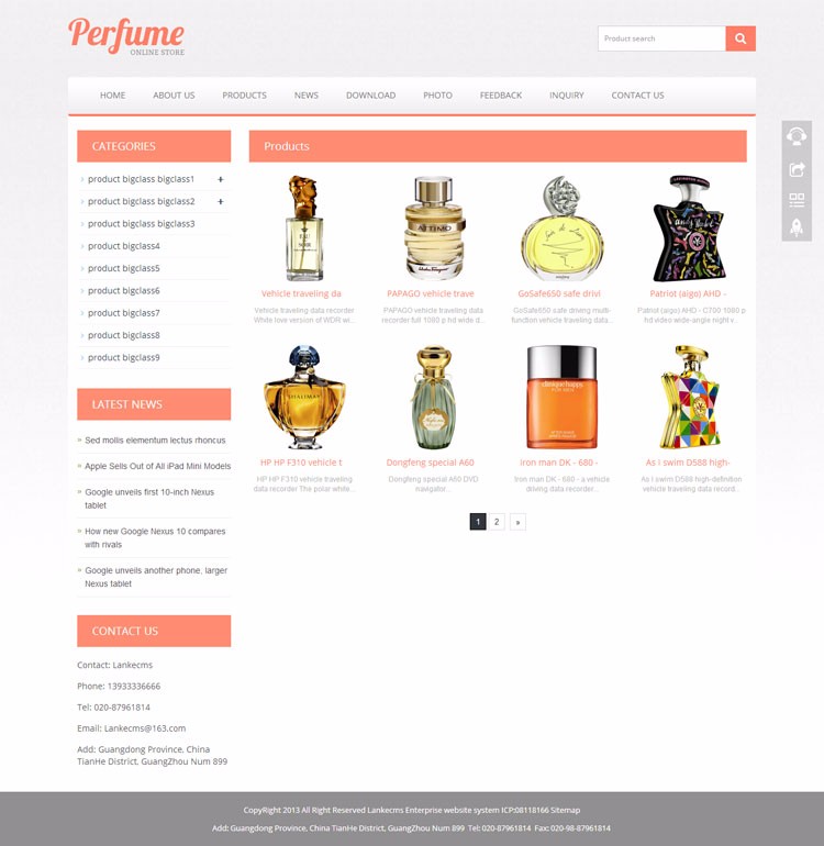 thinkphp香水公司英文网站源码 html5响应式自适应外贸模板 PHP伪静态后台
