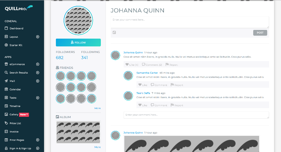 quillpro_bootstrap4模板 快速开发后台管理系统和个人博客,论坛