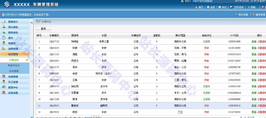 asp.net源码 c# 大型车辆管理系统源码 移动派车系统 车管系统