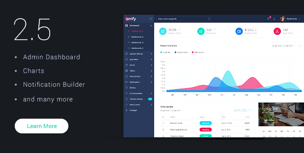 Unify2.5 响应式后台 自应式网站后台框架 后台页面模板