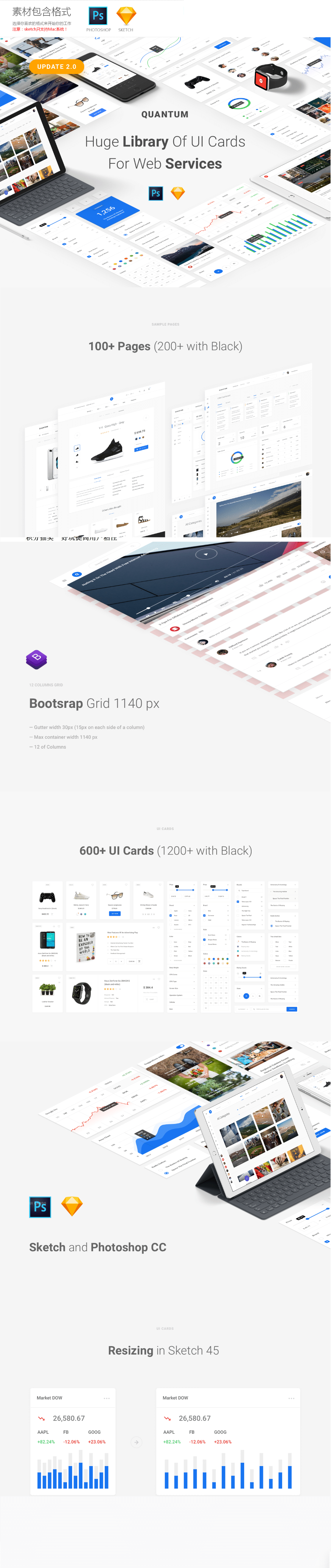 200+用户界面webUI后台管理界面模板PSD+Sketch 格式 