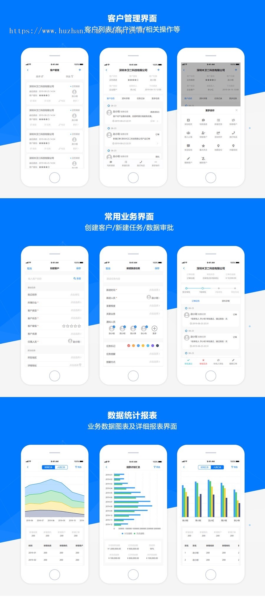 后台产品设计CRM及协同办公APP高保真移动端原型axure模板 完整版 
