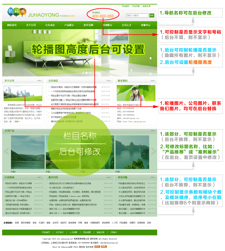 企业网站模板html5手机模版asp生成静态带后台seo支持子目录 绿色 