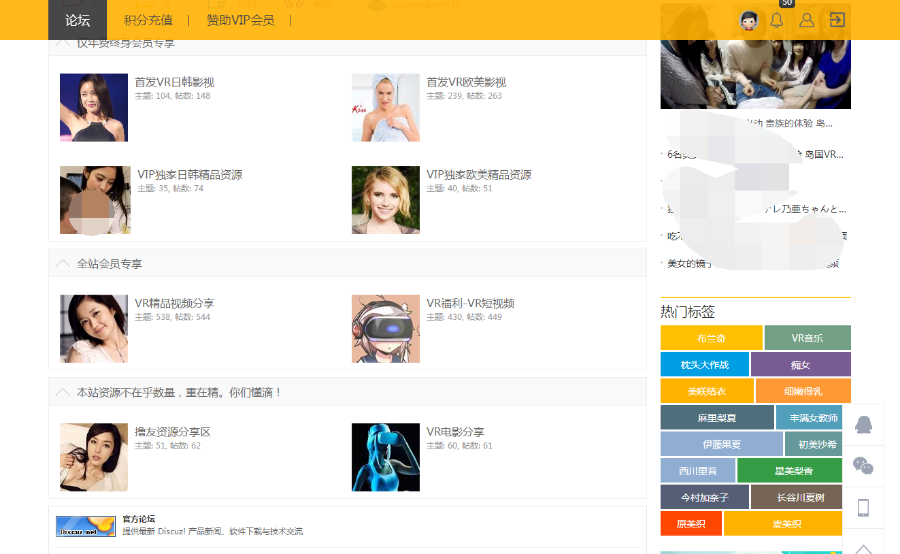 discuz论坛 VR稀缺资源整站打包带数据。全网独一份。