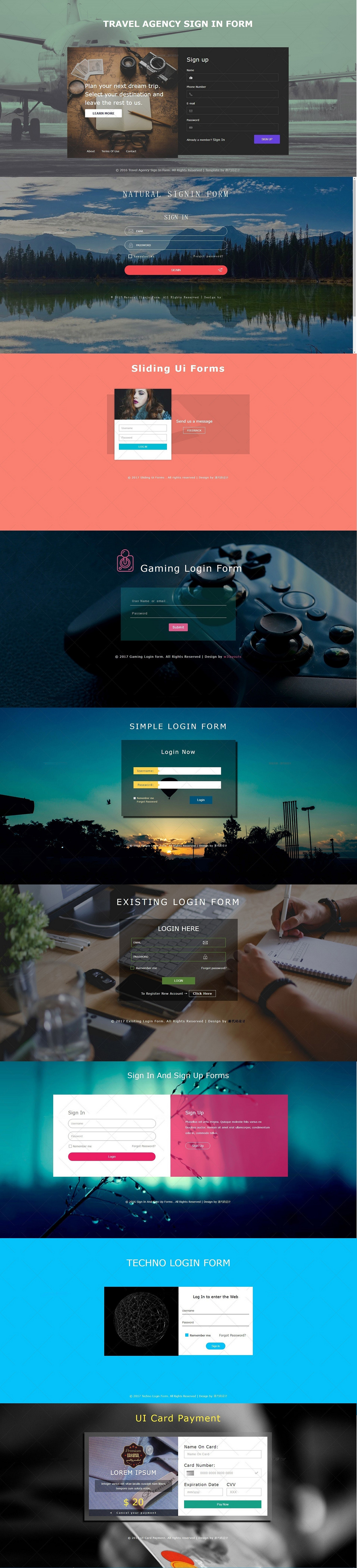 后台模板UI 登陆界面 响应式源码 后台登陆代码 登陆界面120套