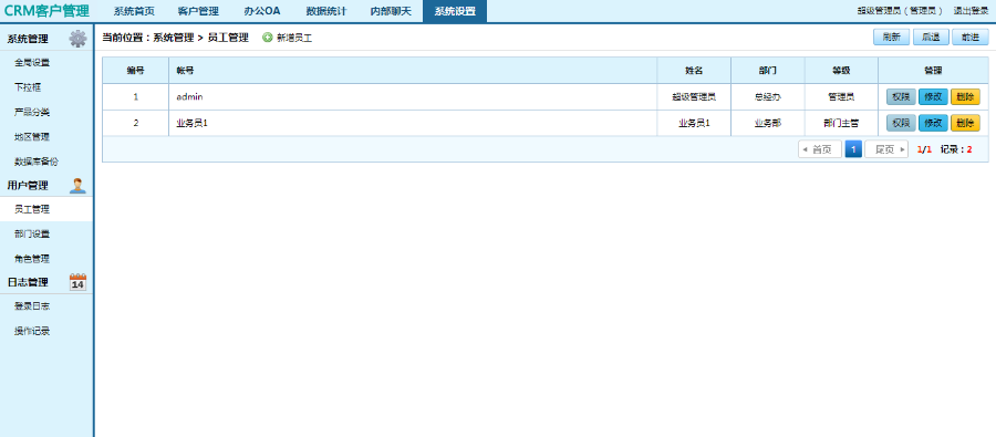 企业CRM客户关系OA办公系统合同管理无用户限制 ASP+Access