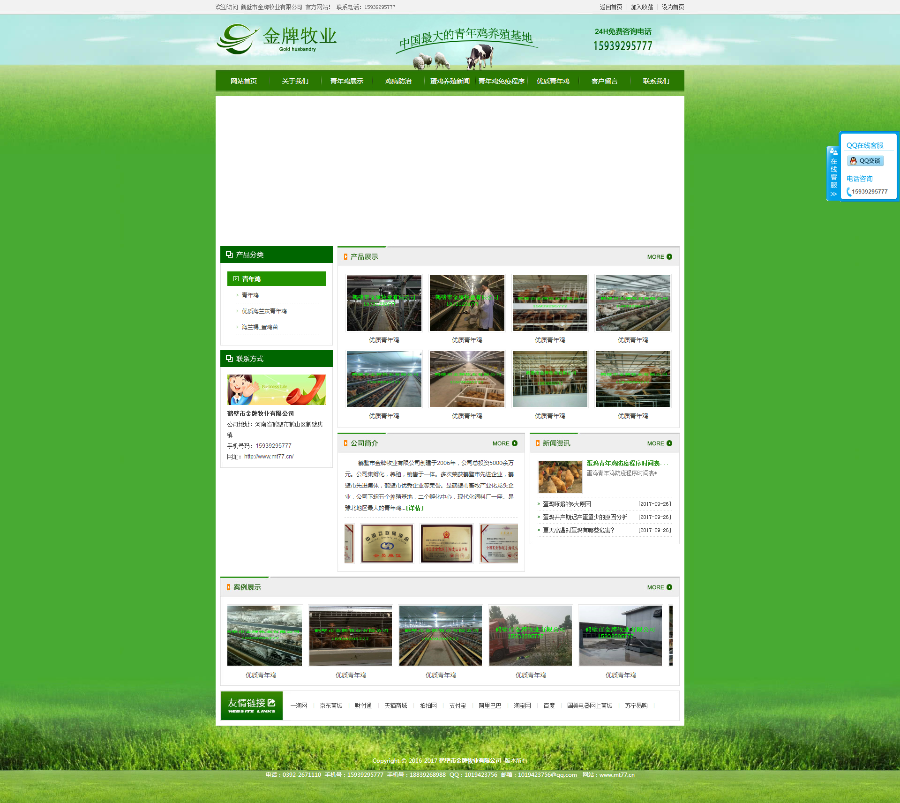 绿色养殖业企业网站asp源码 大气网站模板完整后台 精品网站建设
