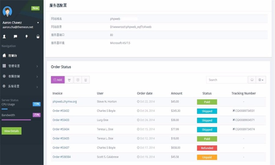 Thinkphp5响应式后台权限分配系统源码