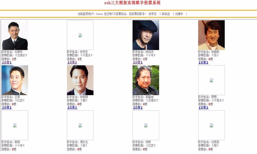 JAVA网上歌手投票系统源码