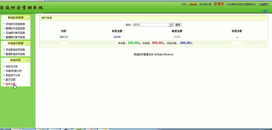 asp.net家庭理财管理系统 理财管理家庭理财毕设.net源码