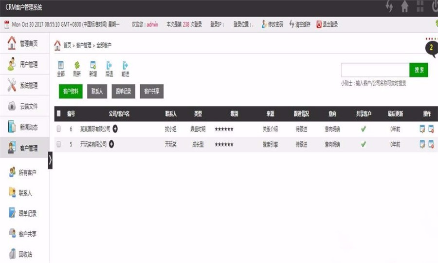 thinkphp客户关系CRM管理系统源码 