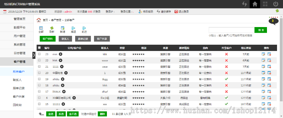 crm系统 php网站源码 thinkphp客户关系资料管理用户权限管理 