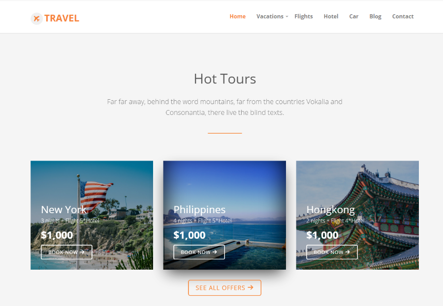 TRAVEL旅行社机票预订响应式企业网站模板