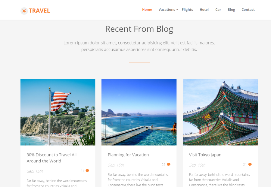 TRAVEL旅行社机票预订响应式企业网站模板