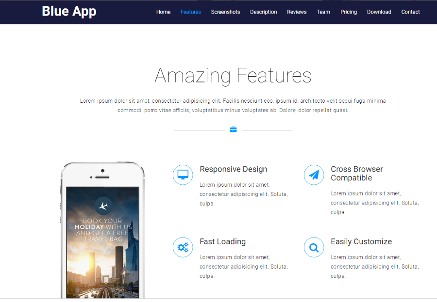 Blue App商务风格响应式企业网站模板 