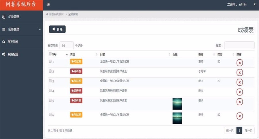 Thinkphp3.2开发的微信问卷后台管理系统,thinkphp学生考试答题系统 支持成绩表查询