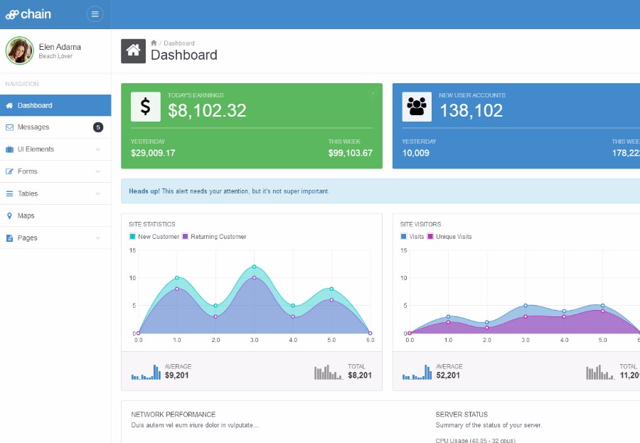 蓝色企业系统后台管理UI框架模板