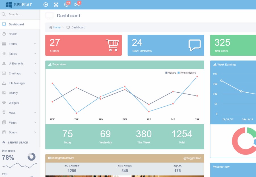 蓝色win10风格后台管理模板