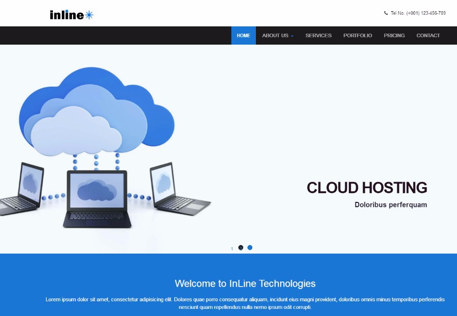 蓝色云主机服务器公司网站模板