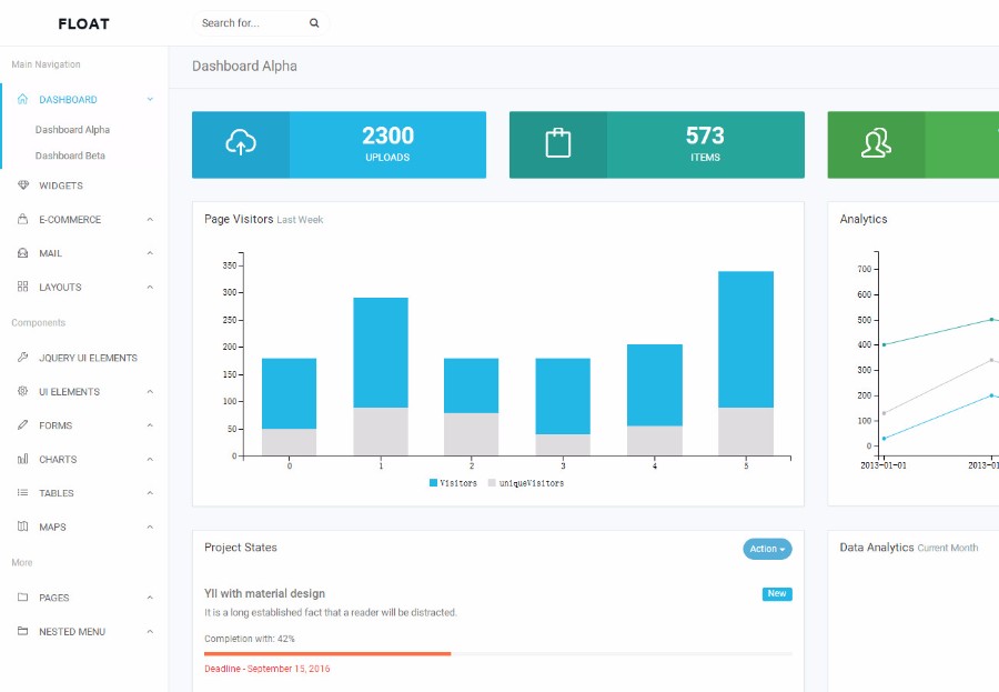 基于Bootstrap网站管理系统后端UI框架模板 