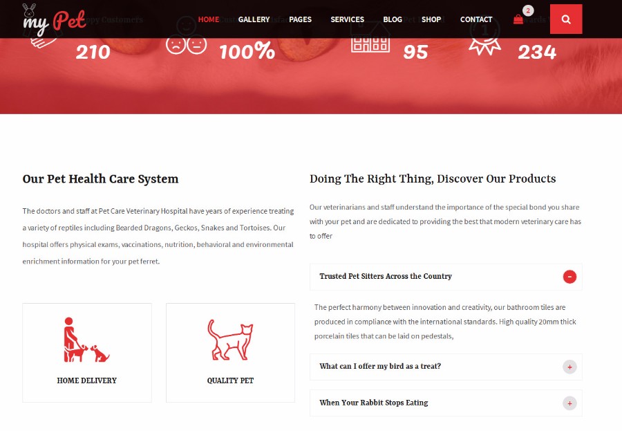 红色大气的宠物兽医网站模板